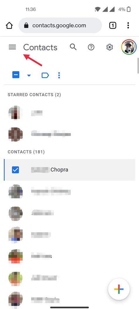 open google contacts page.